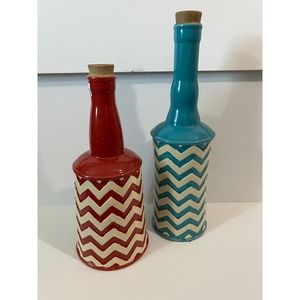 Hobby Lobby Home Accents Decorative Bottle Vases Red & Turquoise